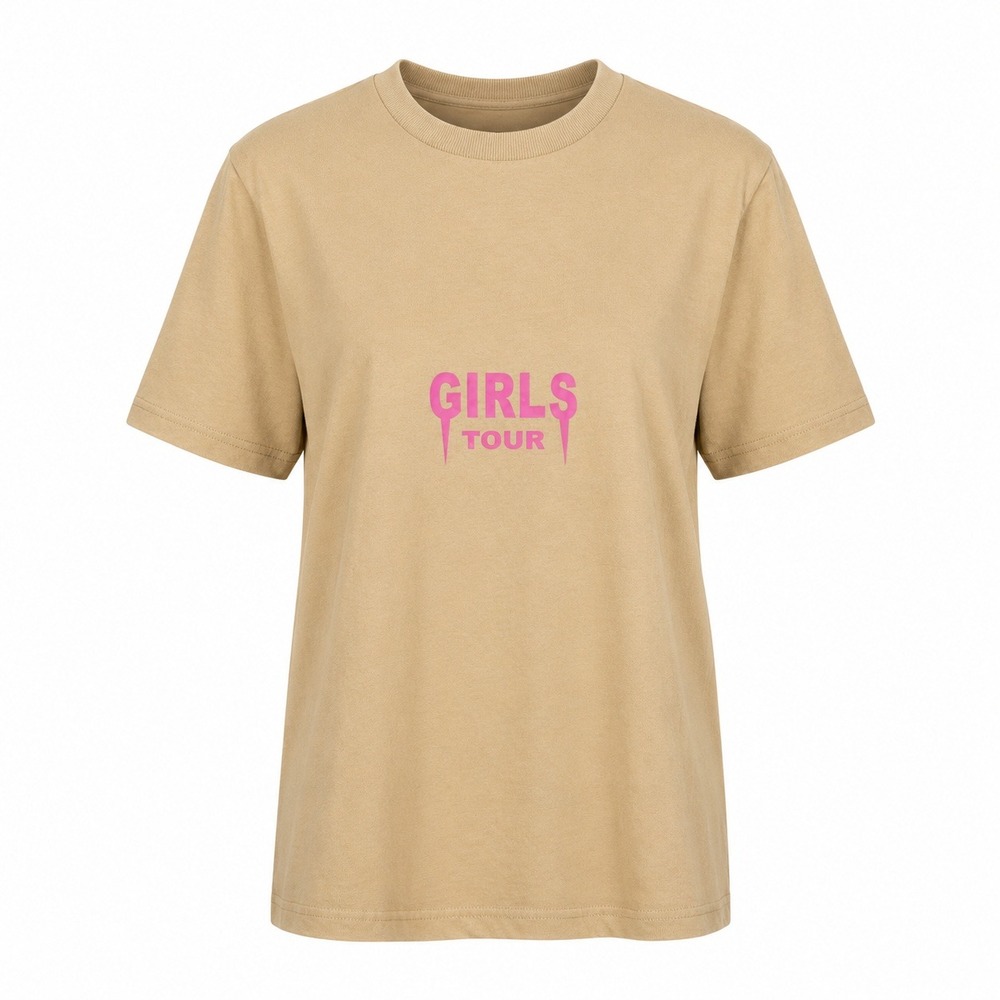Sorella Girls Tour Graphic Tee Tan Beige Pink XL Womens Short Sleeve Shirt NWT